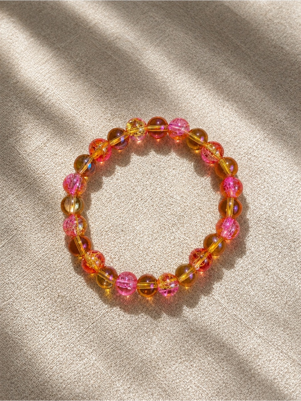 Bracelet of the Day #02 – Pink & Amber Glass Beaded Bracelet